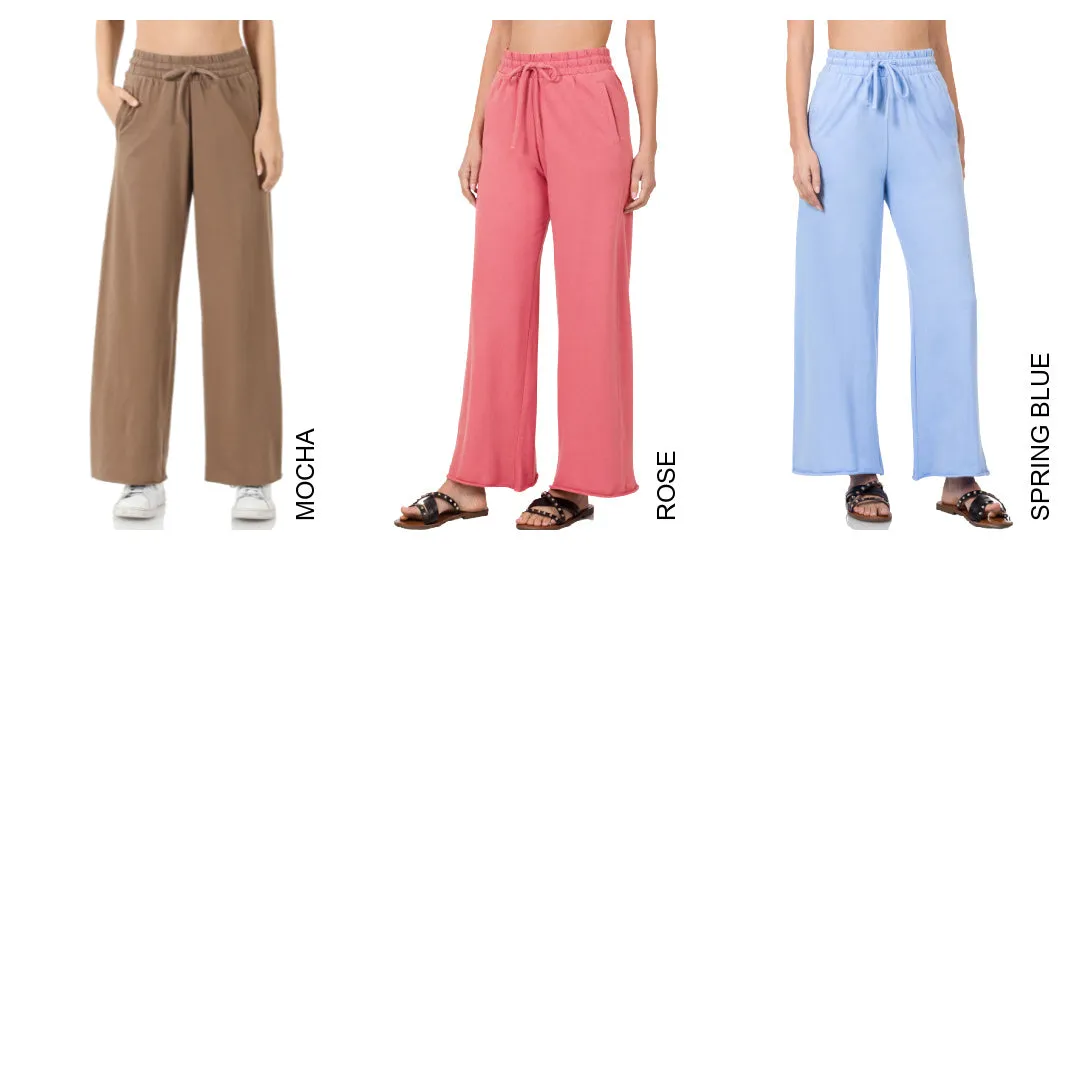 French Terry Drawstring Waist Raw Edge Hem Pants sold by Roxie’s Picks product image thumbnail 4