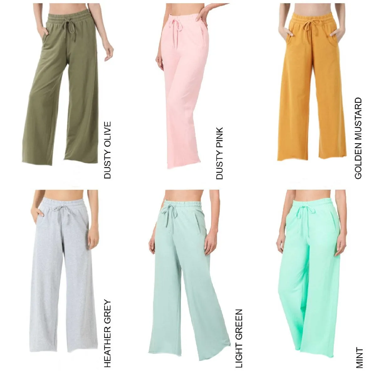 French Terry Drawstring Waist Raw Edge Hem Pants sold by Roxie’s Picks product image thumbnail 3