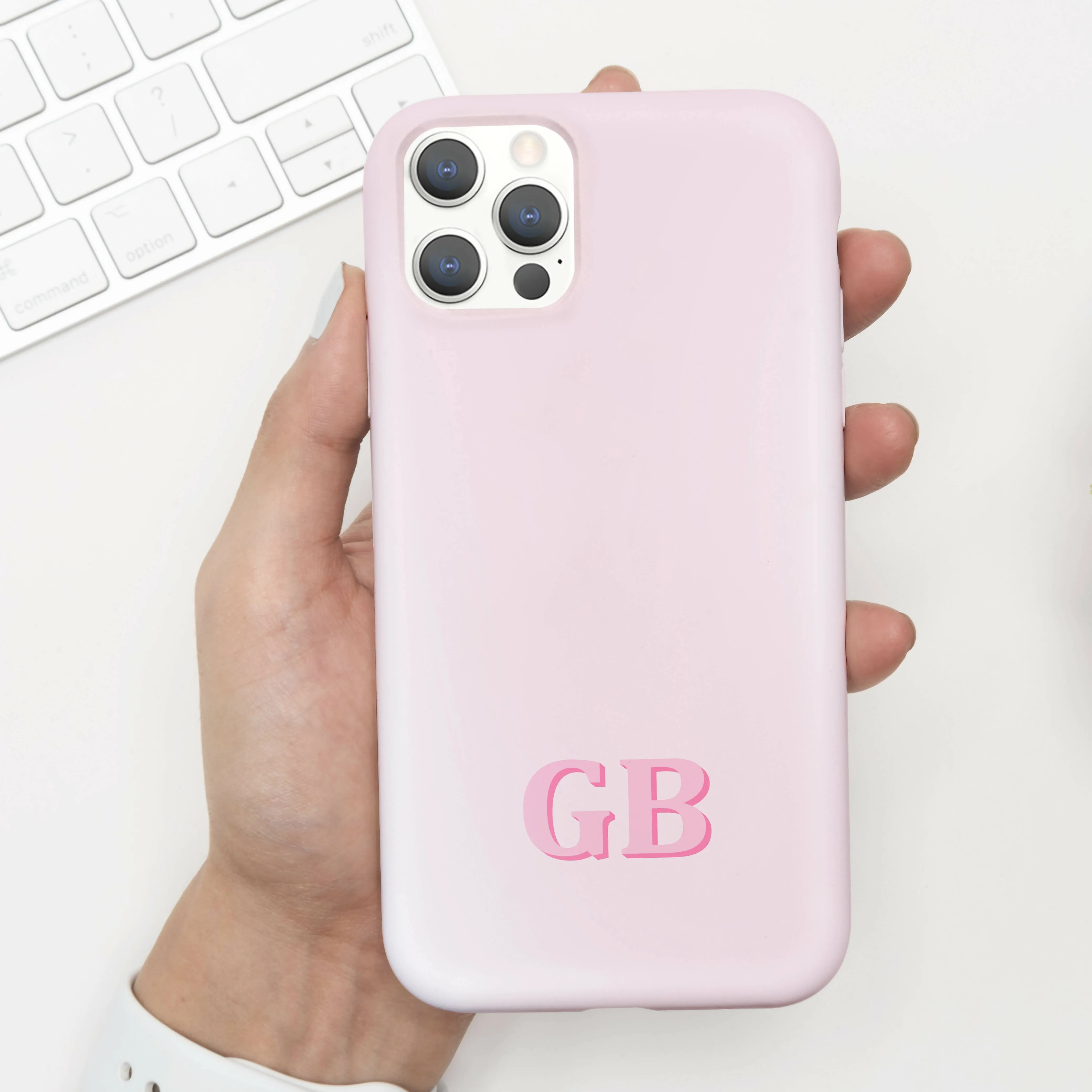 Pink Initial Personalized Cell Phone Case | Modern Custom iPhone or Samsung | Minimalist Design sold by Roxie’s Picks product image thumbnail 2