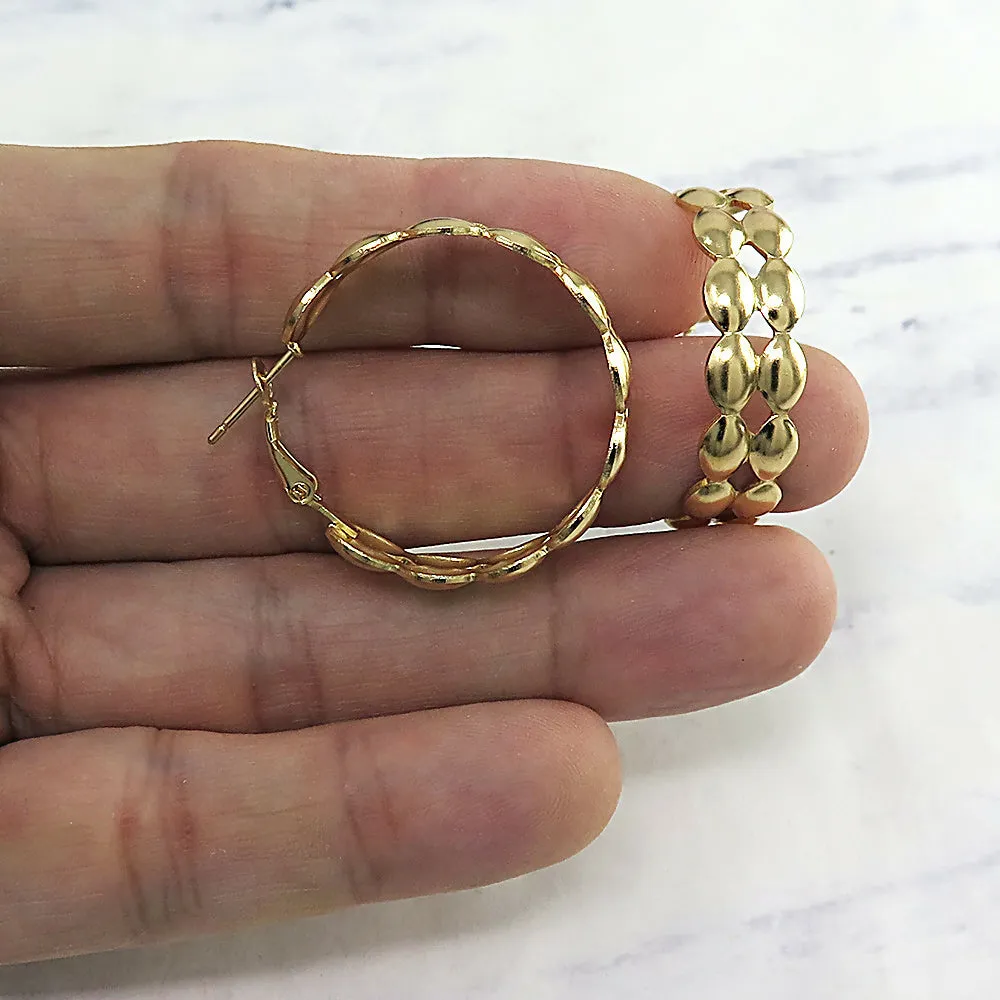Gold Double Row Hoop Earrings sold by Roxie’s Picks product image thumbnail 3