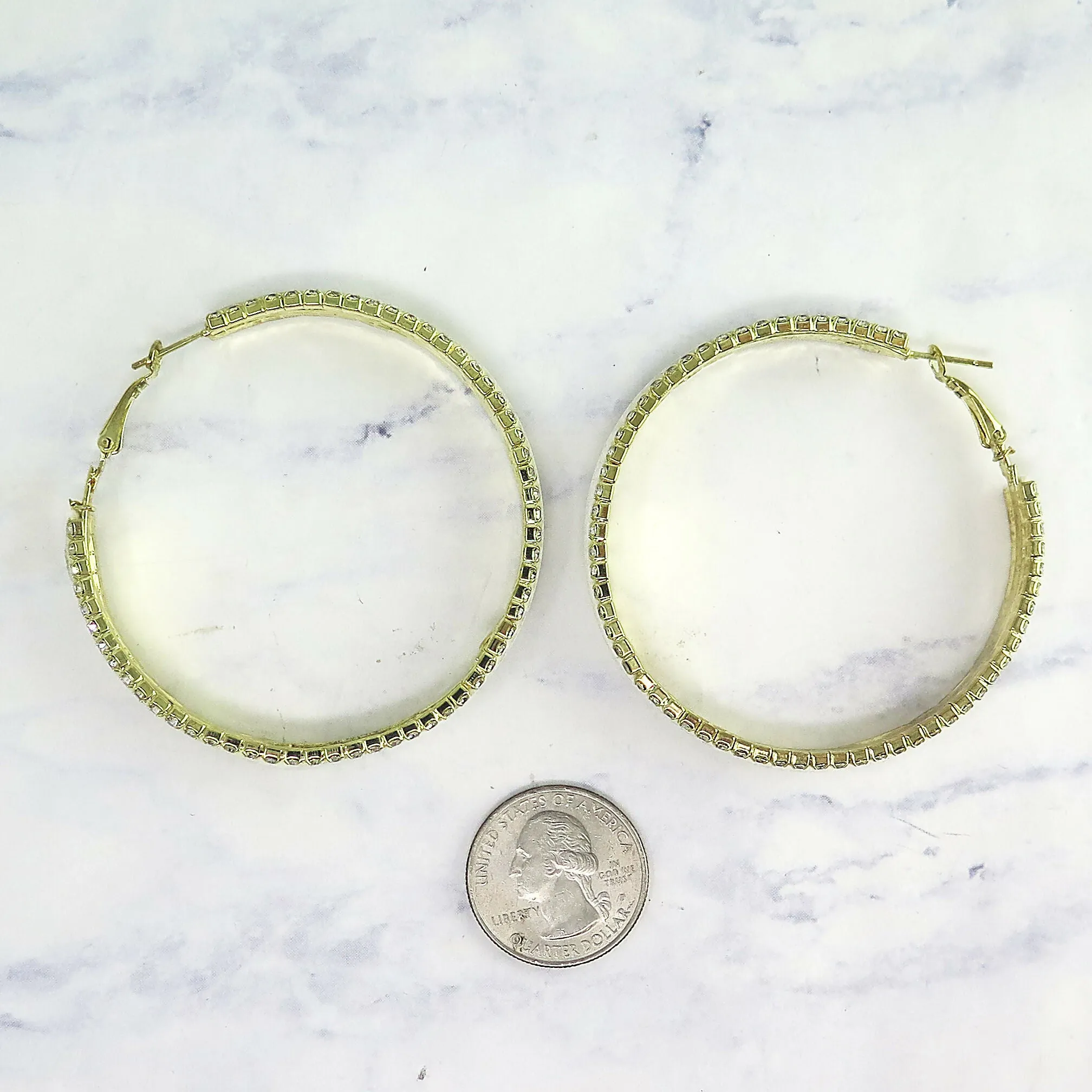White Crystal Encrusted Hoop Earrings sold by Roxie’s Picks product image thumbnail 2
