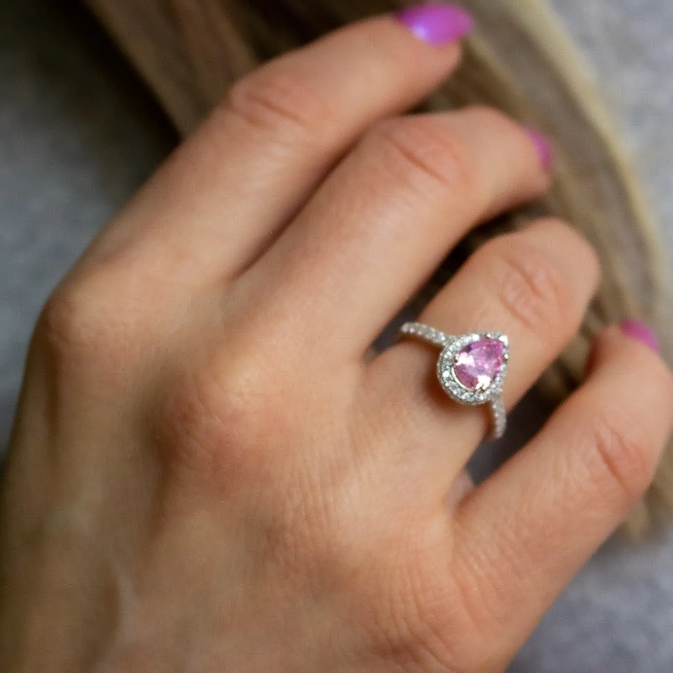 Bella Pink Pear Engagement Ring---Size 8 & 9 sold by Roxie’s Picks product image thumbnail 3
