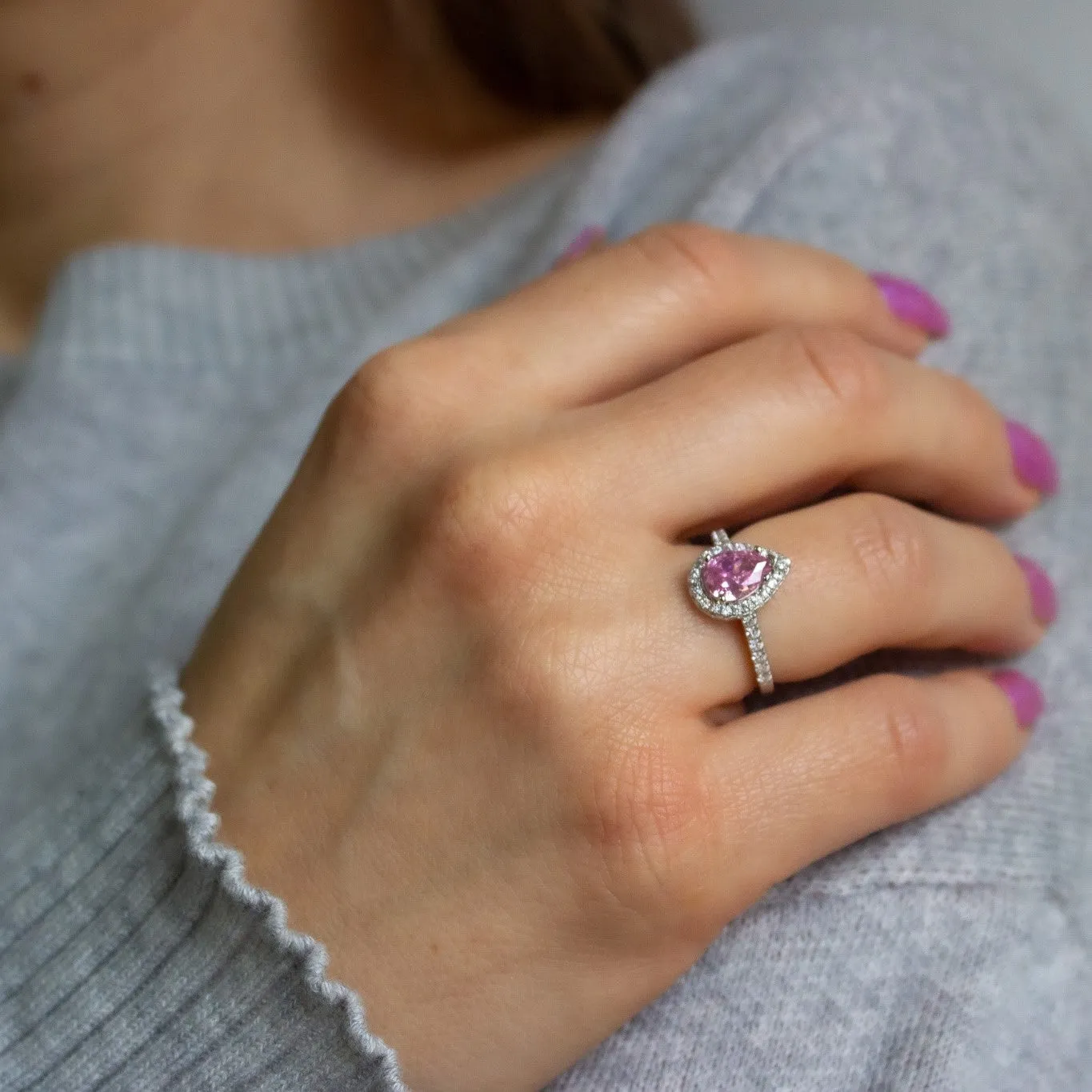 Bella Pink Pear Engagement Ring---Size 8 & 9 sold by Roxie’s Picks product image thumbnail 4