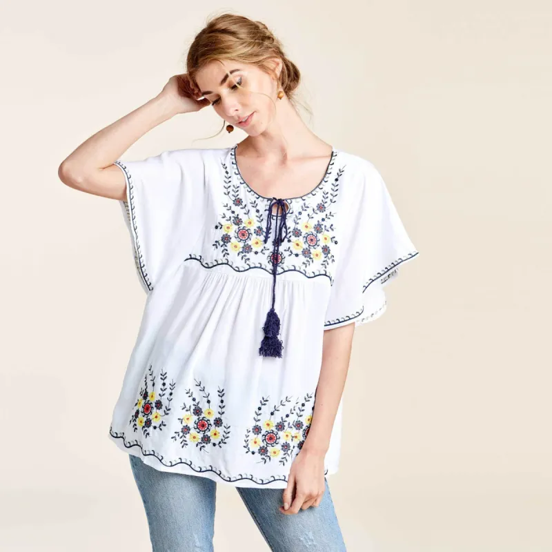Floral Embroidered Kimono Top sold by Roxie’s Picks