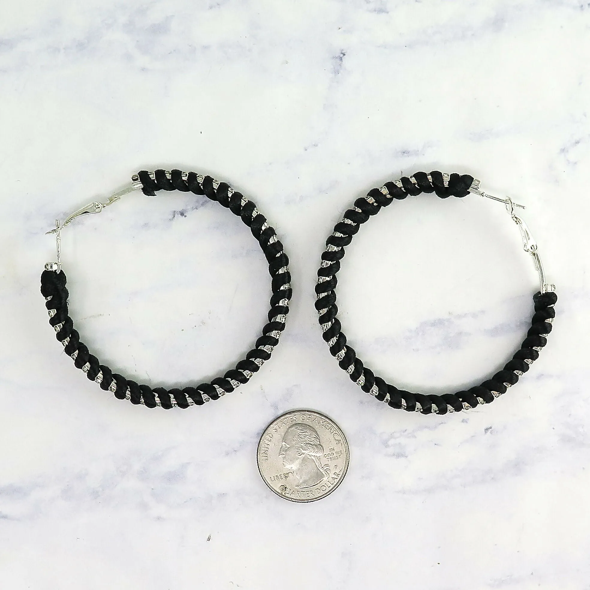 Braided Black Crystal Hoop Earrings sold by Roxie’s Picks product image thumbnail 2