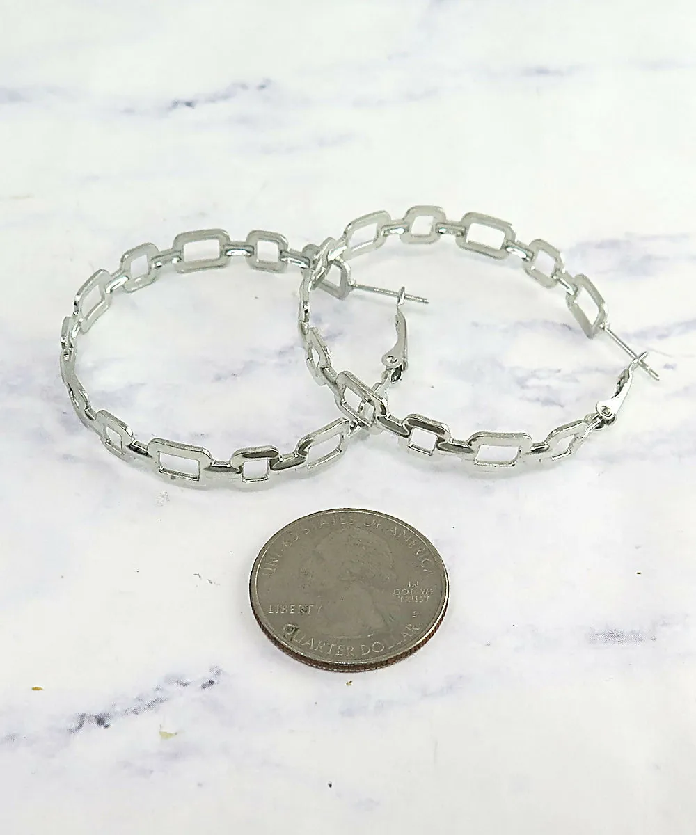 Bold Square Link Hoop Earrings sold by Roxie’s Picks product image thumbnail 4