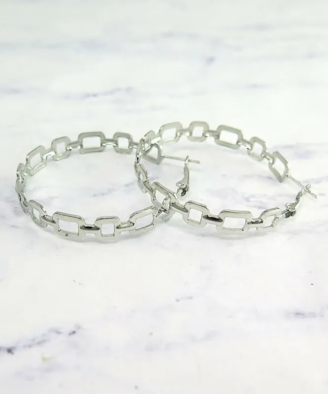 Bold Square Link Hoop Earrings sold by Roxie’s Picks
