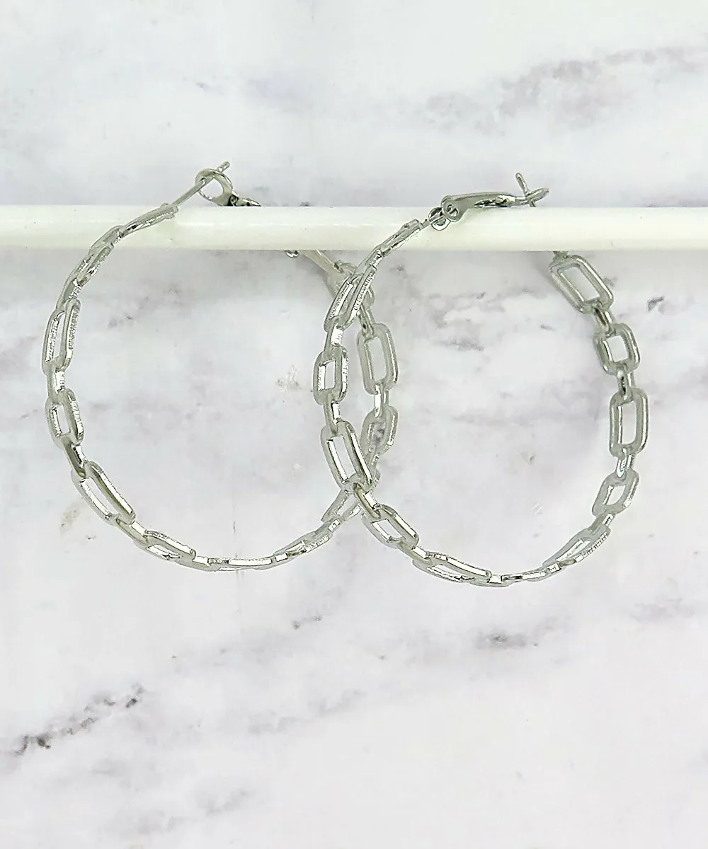 Bold Square Link Hoop Earrings sold by Roxie’s Picks product image thumbnail 2