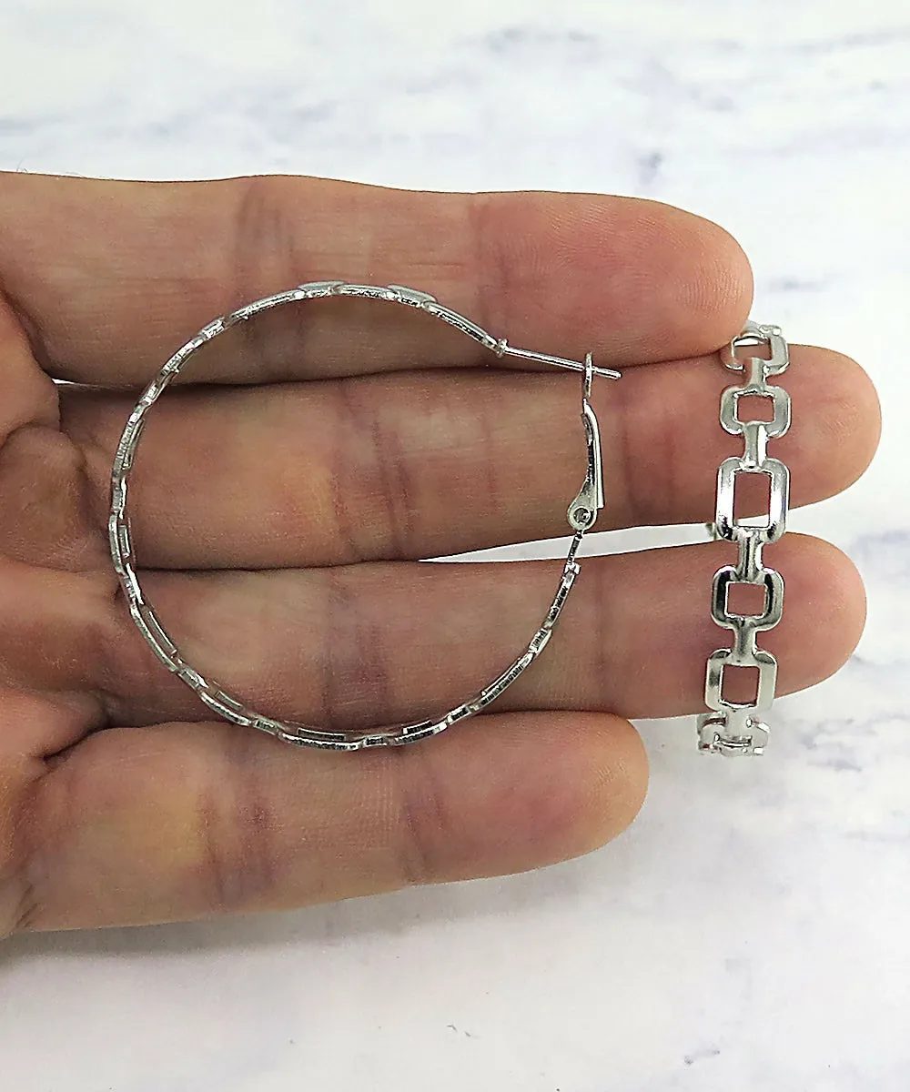 Bold Square Link Hoop Earrings sold by Roxie’s Picks product image thumbnail 5