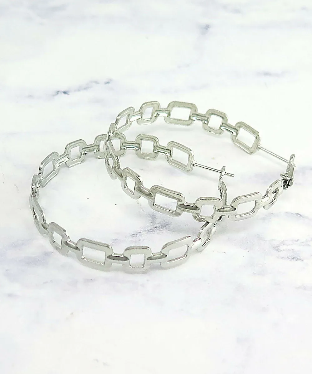 Bold Square Link Hoop Earrings sold by Roxie’s Picks product image thumbnail 3