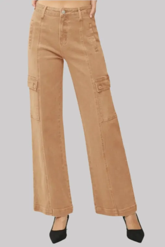 RISEN Full Size High Rise Wide Leg Cargo Jeans sold by Roxie’s Picks