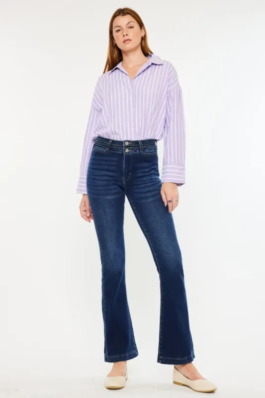 Kancan High Rise Double Waistband Flare Jeans sold by Roxie’s Picks