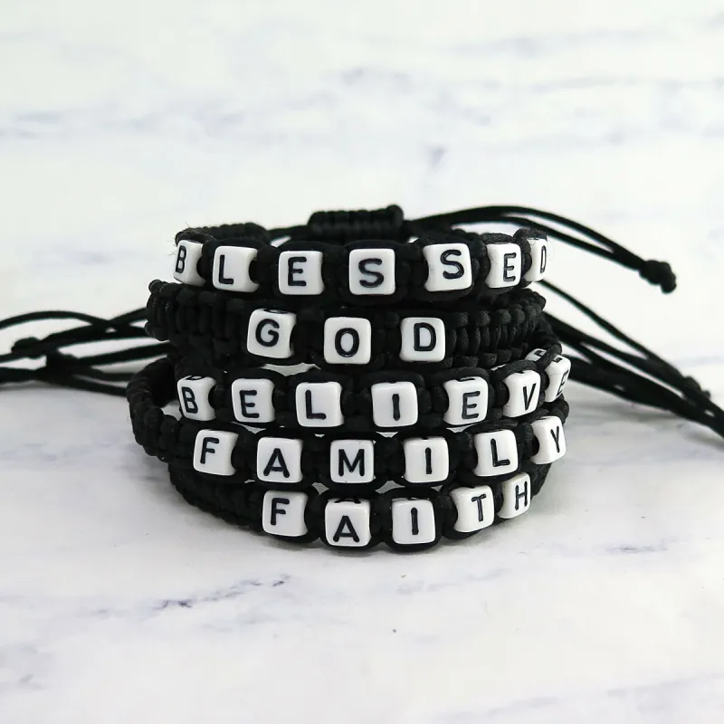 Macrame Friendship Message Bracelets sold by Roxie’s Picks