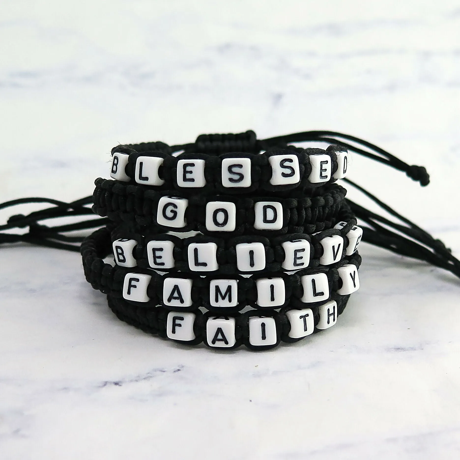Macrame Friendship Message Bracelets sold by Roxie’s Picks