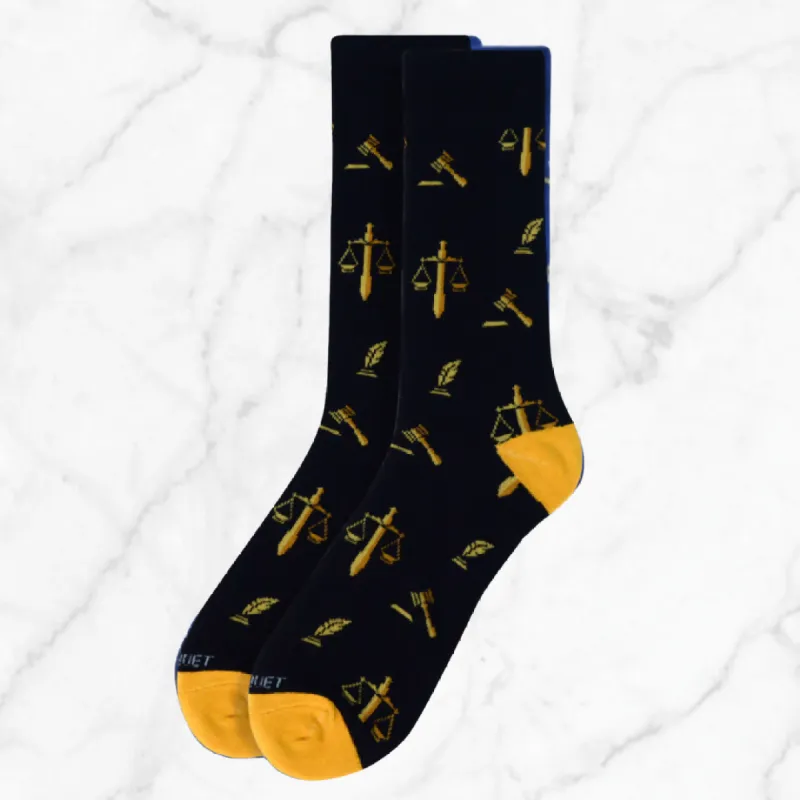 Copy of Men's Lawyer Crew Socks - Scale of Justice Quill Gavel Gift for Laywer Attorney Gift for Bar Exam Black and Gold sold by Roxie’s Picks