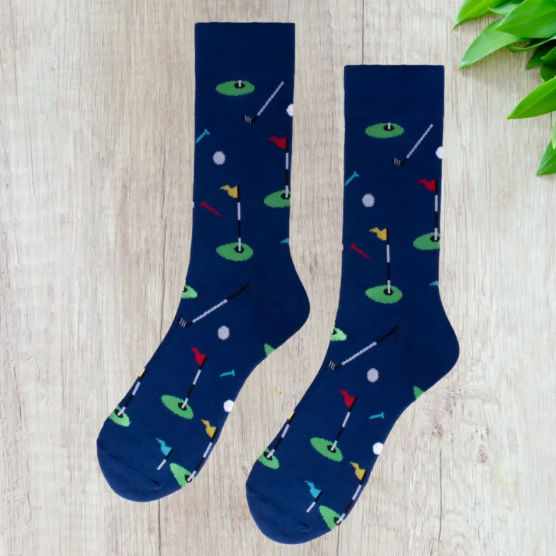 Men's Golf Crew Socks Blue Crew Socks Gift for Golfer Golfing Gift for Him sold by Roxie’s Picks