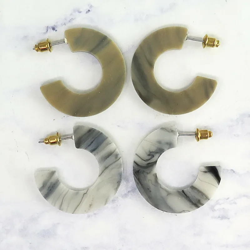Marble Lucite Hoop Earrings sold by Roxie’s Picks