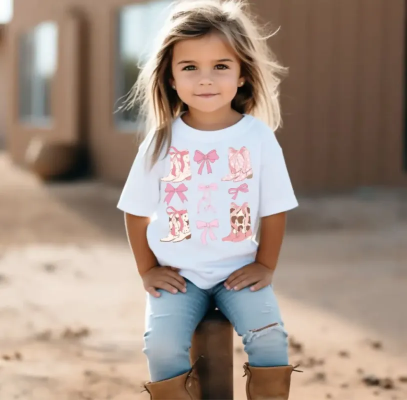 Boots and Bows Coquette Girls Western Tee Shirt sold by Roxie’s Picks