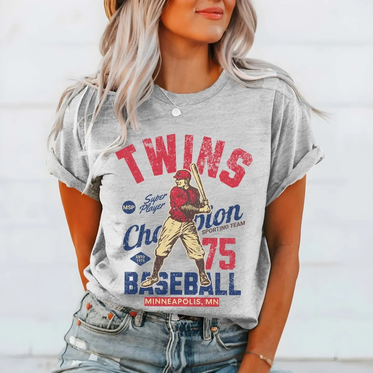 Twins Vintage Baseball Team Tee sold by Roxie’s Picks product image thumbnail 2