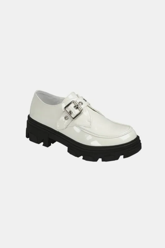 Buckled Platform Lug Sole Loafers- White sold by Roxie’s Picks