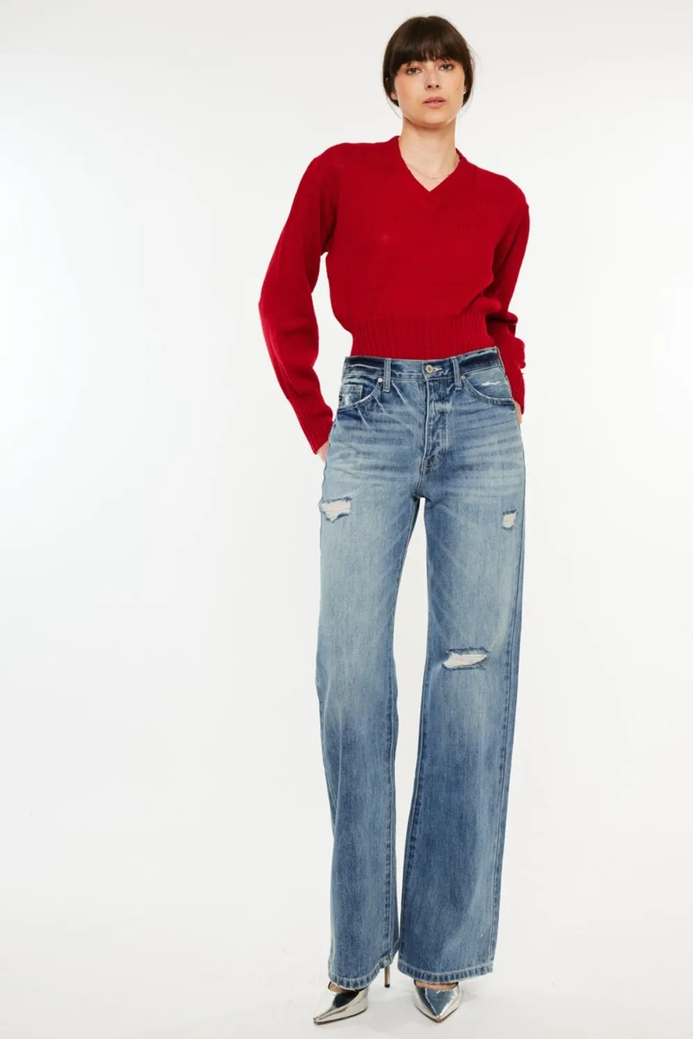 Kancan Distressed High Waist Bootcut Jeans sold by Roxie’s Picks product image thumbnail 4
