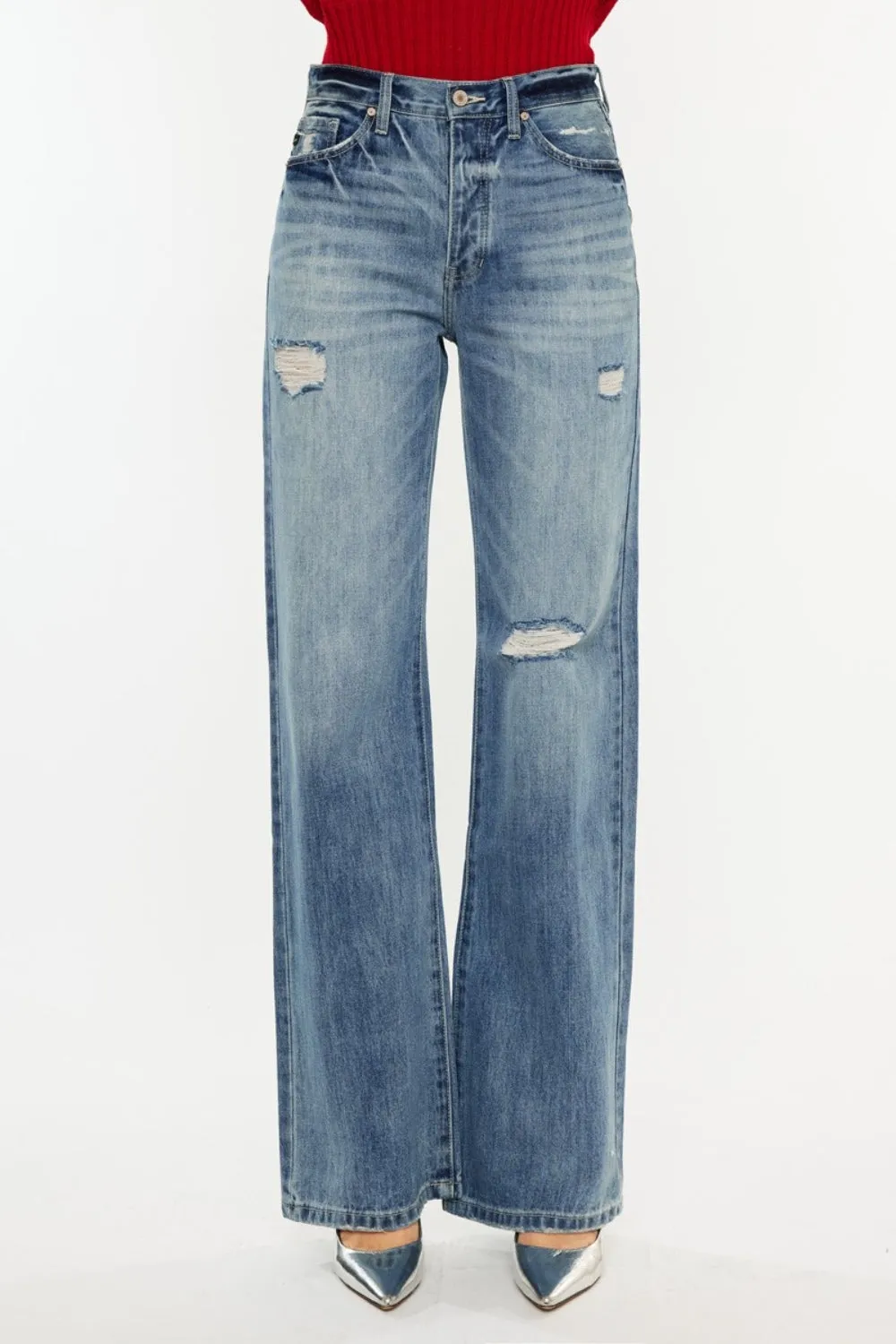 Kancan Distressed High Waist Bootcut Jeans sold by Roxie’s Picks product image thumbnail 5