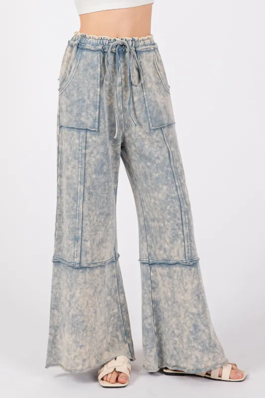 SAGE + FIG Mineral Washed Terry Wide Leg Pants sold by Roxie’s Picks