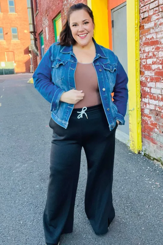 Weekend Ready Black Scuba Knit Drawstring Wide Leg Pants sold by Roxie’s Picks