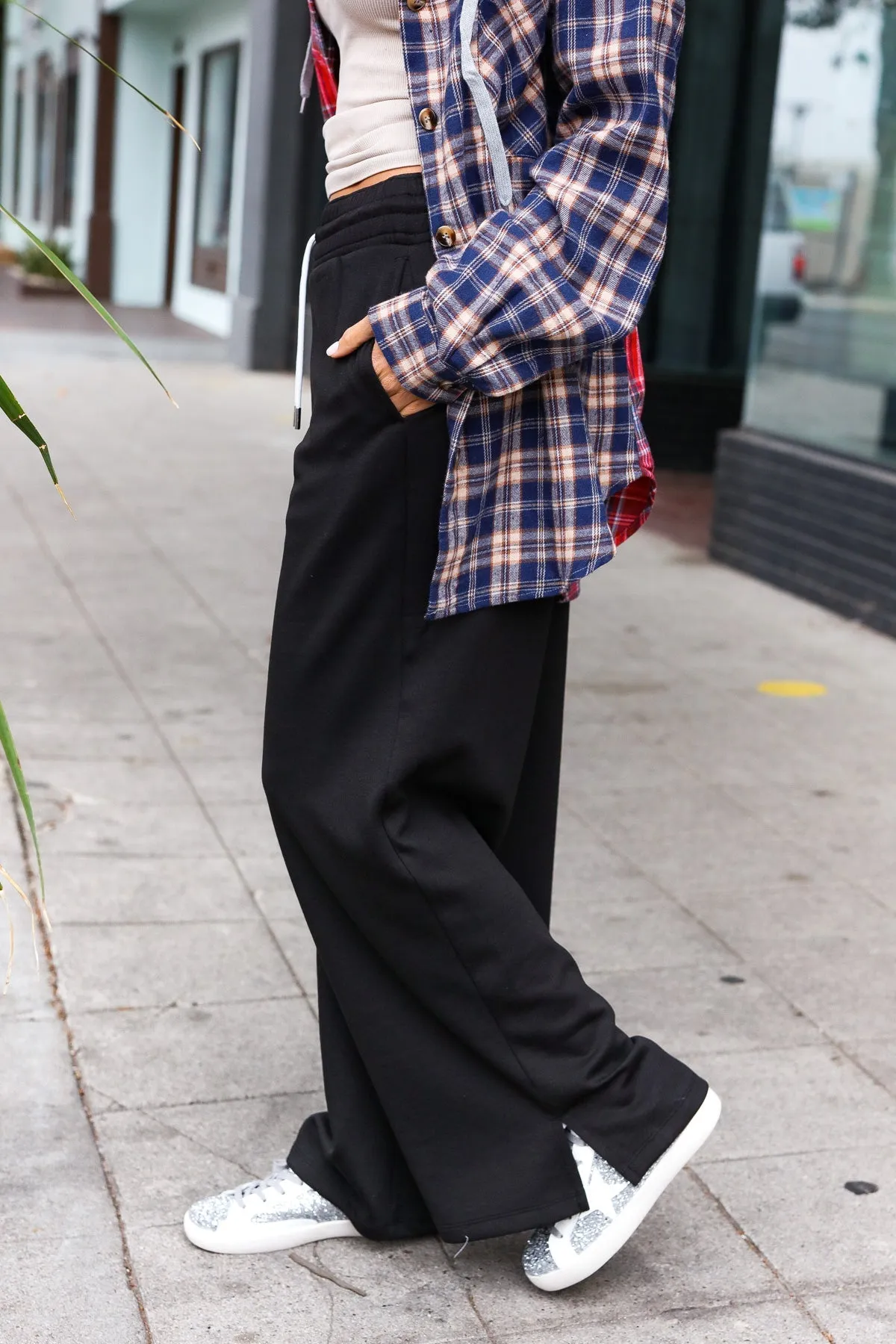 Weekend Ready Black Scuba Knit Drawstring Wide Leg Pants sold by Roxie’s Picks product image thumbnail 3