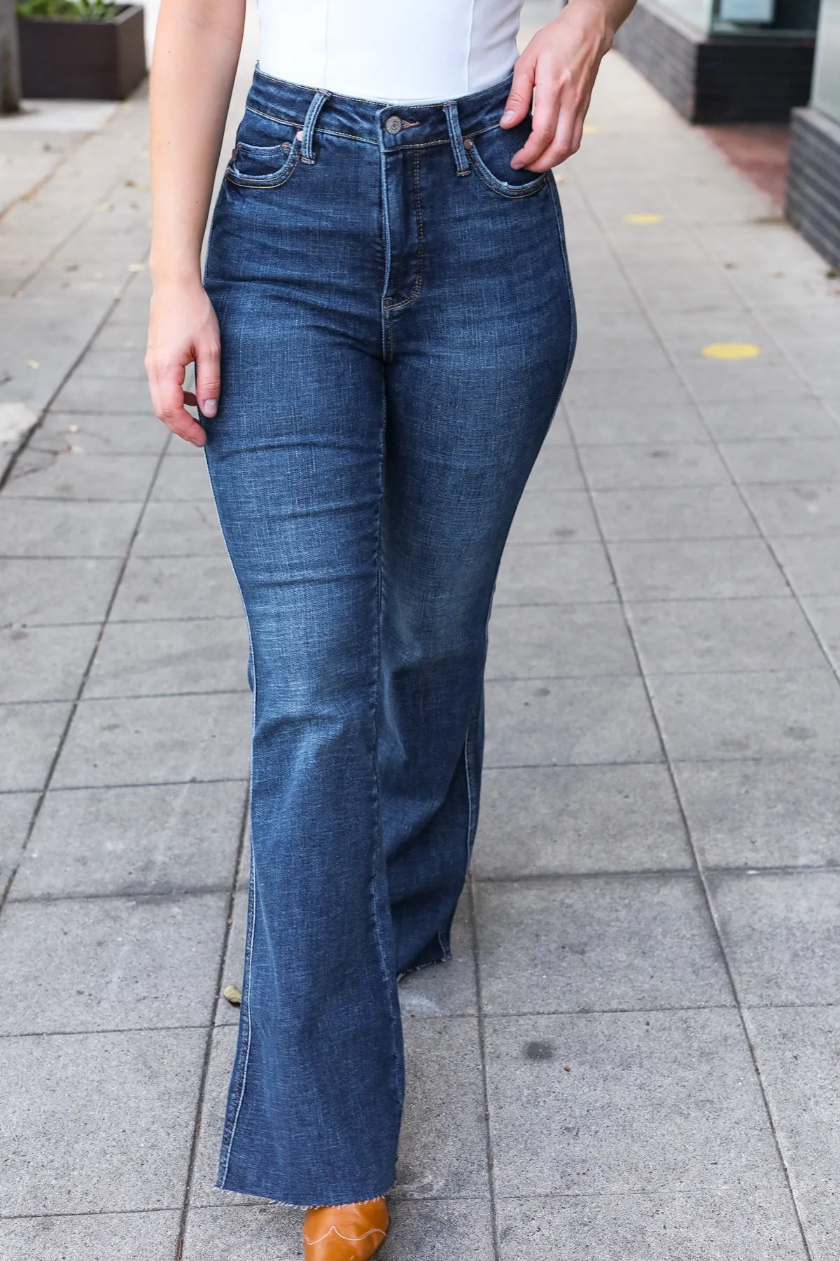 Judy Blue Dark Wash High Rise Flare Back Pocket Detail Jeans sold by Roxie’s Picks product image thumbnail 5