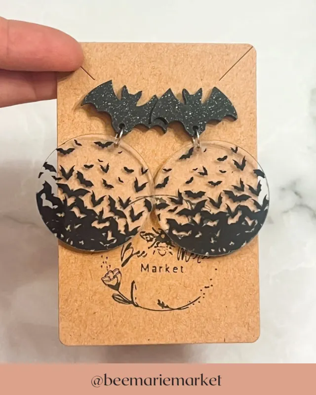 Glitter & Acrylic Bat Earrings sold by Roxie’s Picks