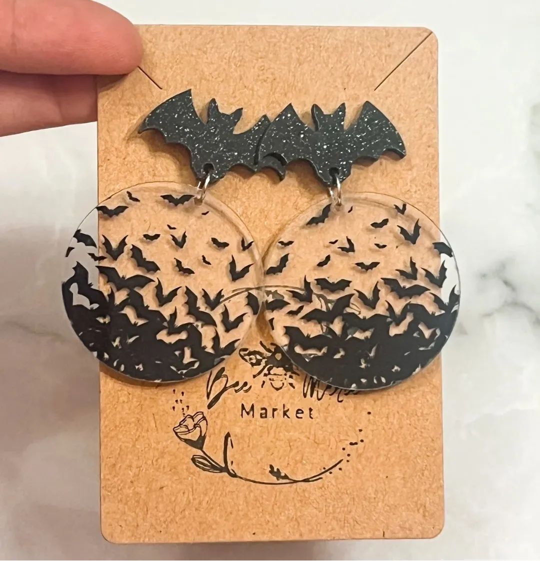 Glitter & Acrylic Bat Earrings sold by Roxie’s Picks product image thumbnail 4
