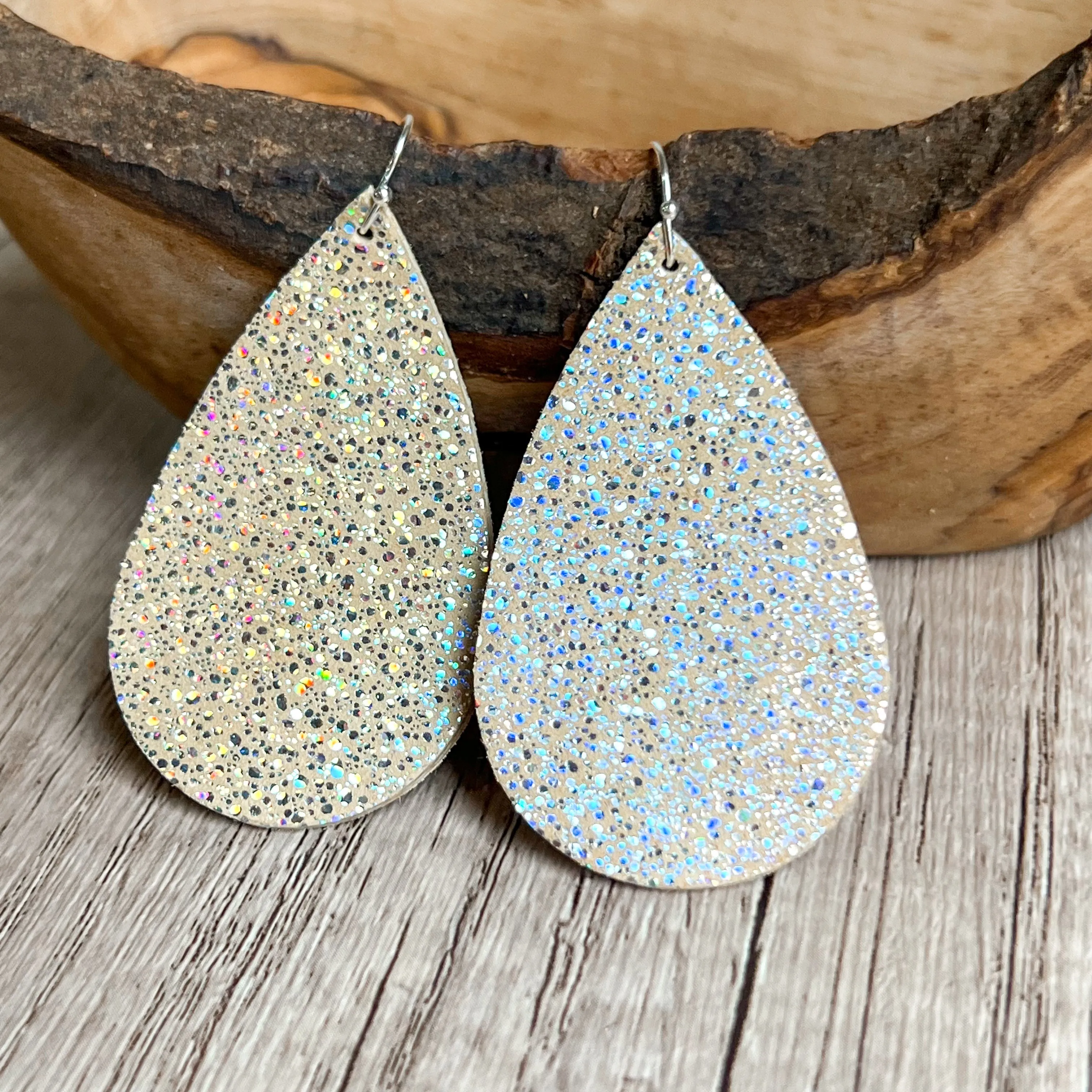 Heather Gold Shimmer Teardrop Earrings sold by Roxie’s Picks product image thumbnail 3