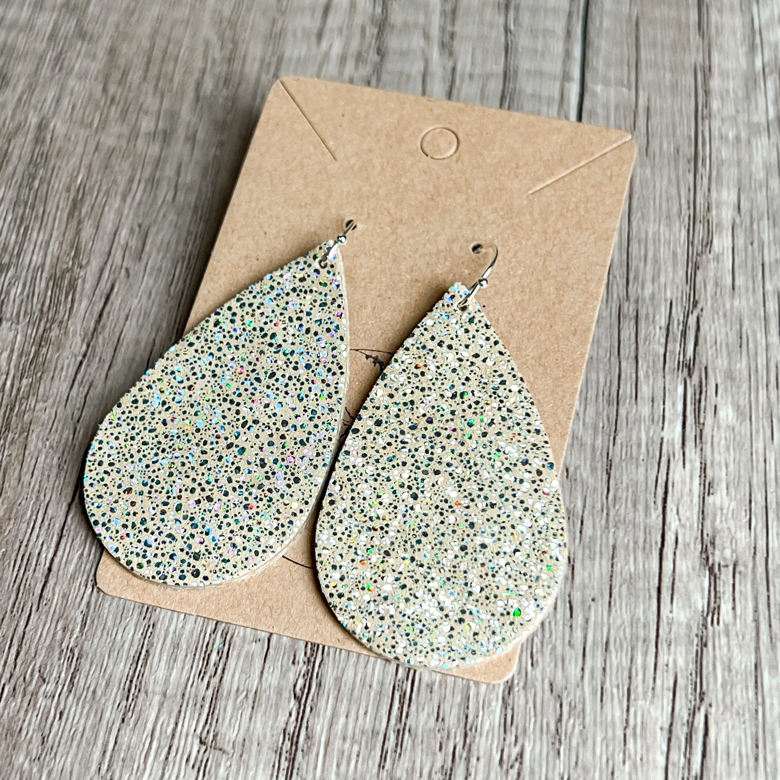 Heather Gold Shimmer Teardrop Earrings sold by Roxie’s Picks product image thumbnail 4