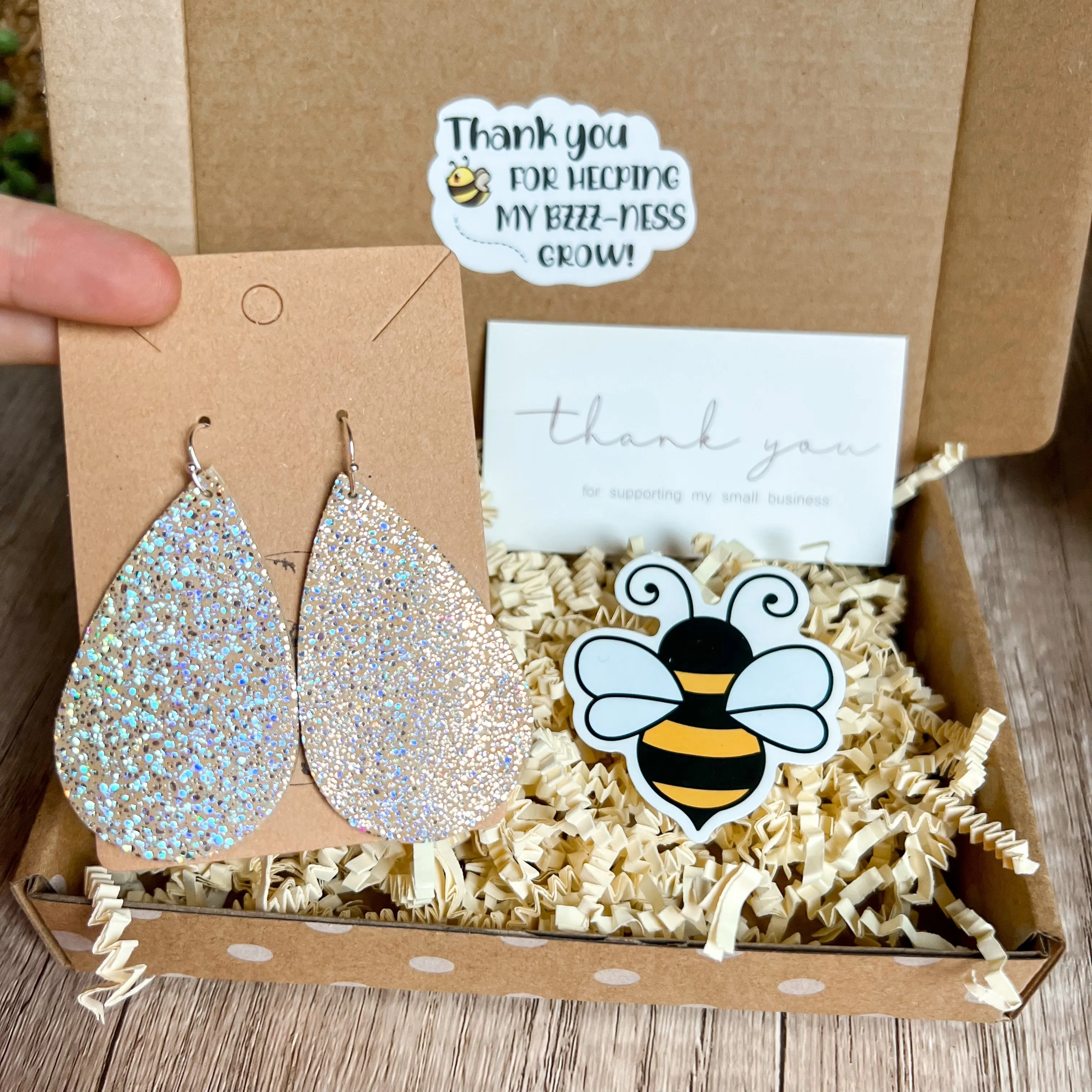 Heather Gold Shimmer Teardrop Earrings sold by Roxie’s Picks product image thumbnail 5