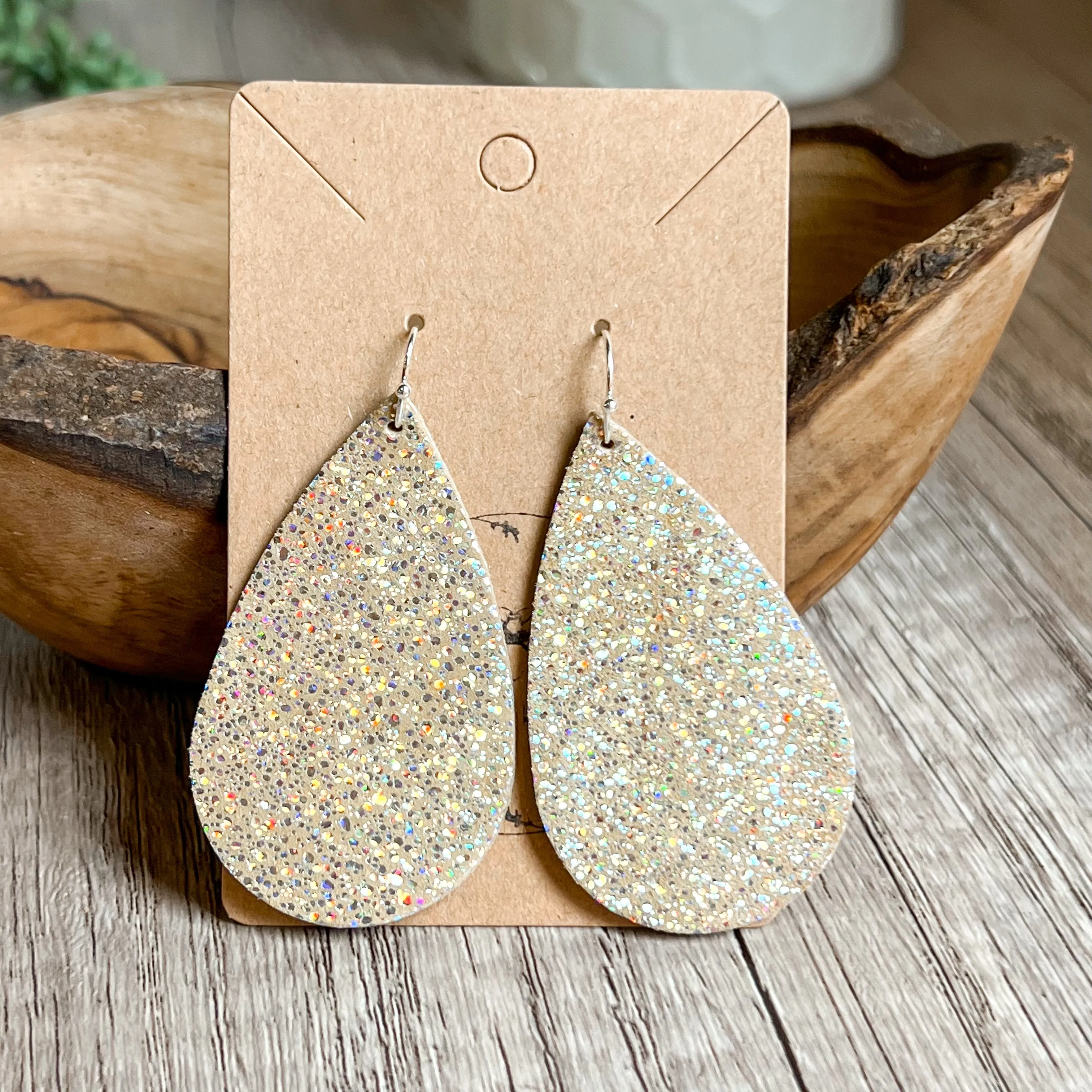 Heather Gold Shimmer Teardrop Earrings sold by Roxie’s Picks
