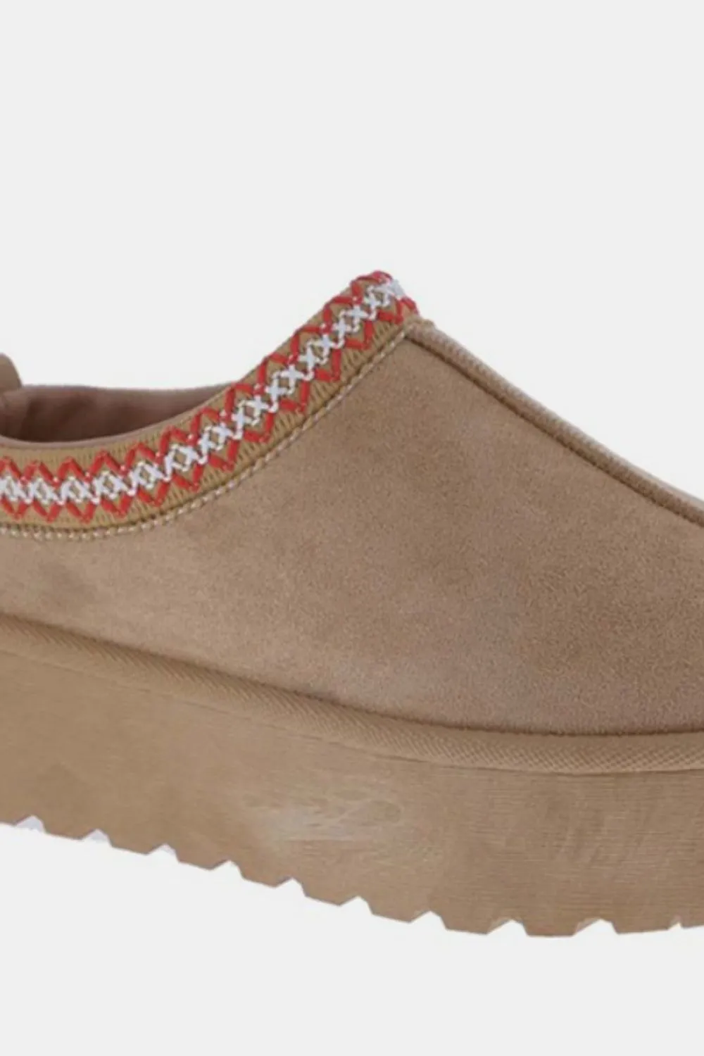 Platform Embroidered Trim Slip-On Boots - Tan sold by Roxie’s Picks product image thumbnail 3