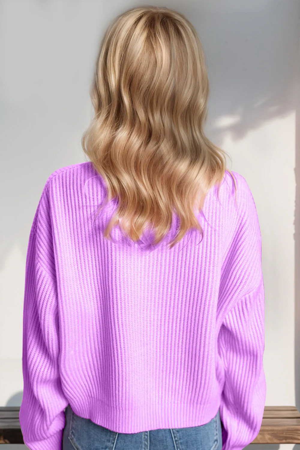 MERRY & BRIGHT Christmas Dropped Shoulder Cropped Sweater sold by Roxie’s Picks product image thumbnail 4