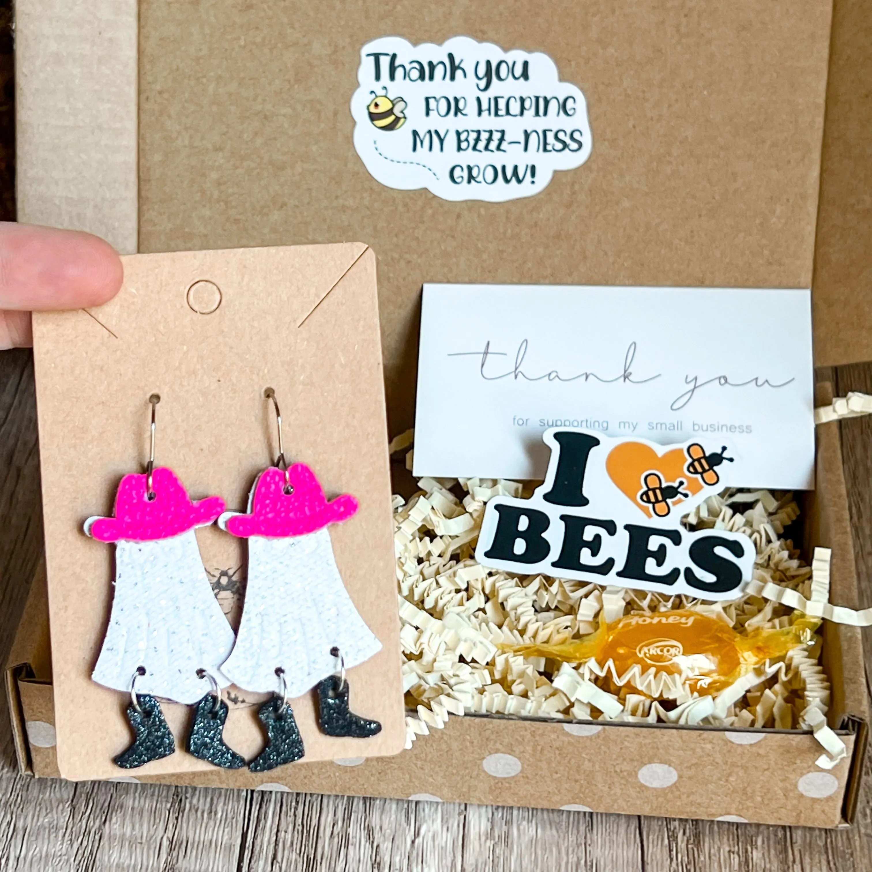 Glitter Cowgirl Ghost Earrings sold by Roxie’s Picks product image thumbnail 3