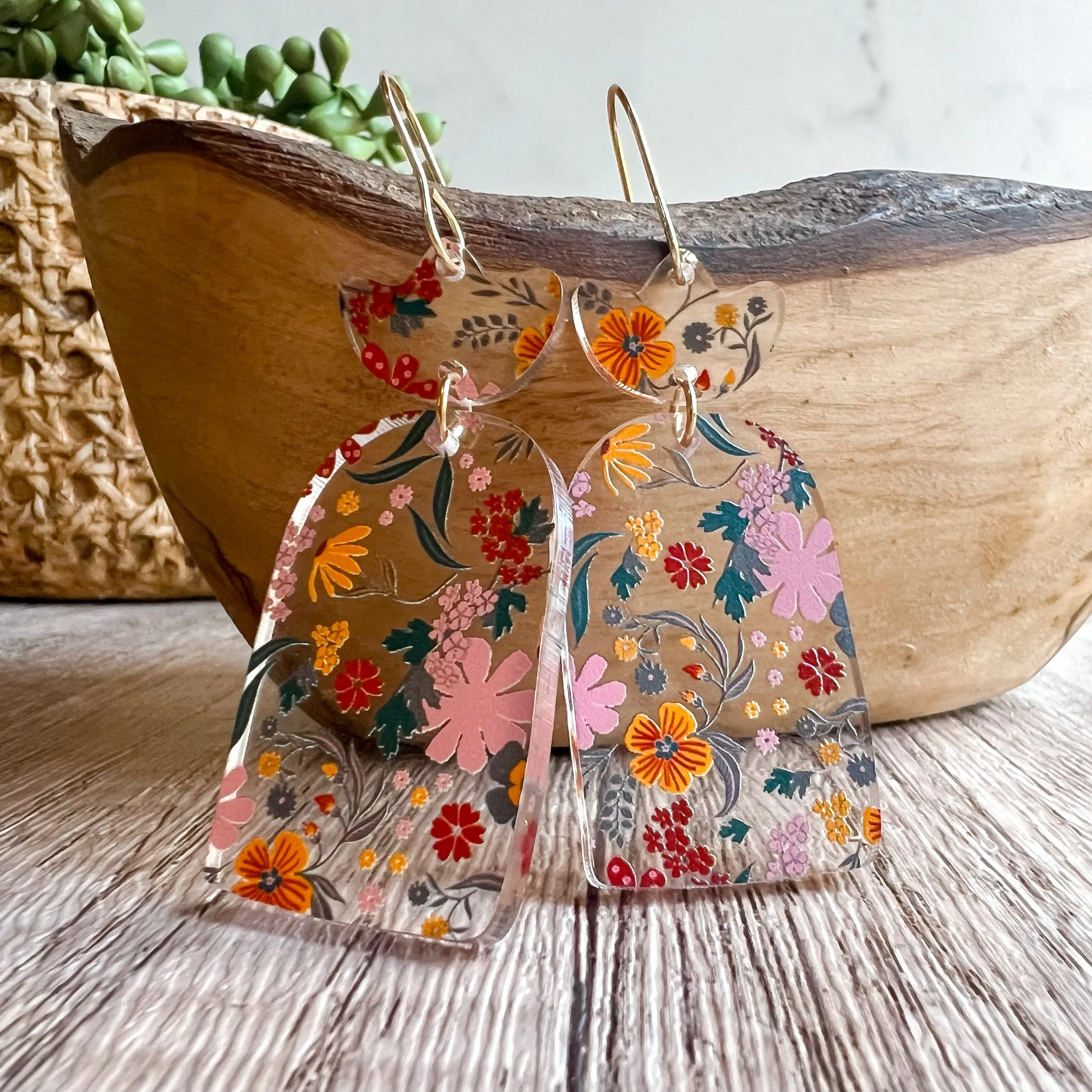 Frieda Floral Acrylic Drop Earrings sold by Roxie’s Picks