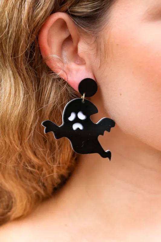 Halloween Black Ghost Acrylic Dangle Earrings sold by Roxie’s Picks