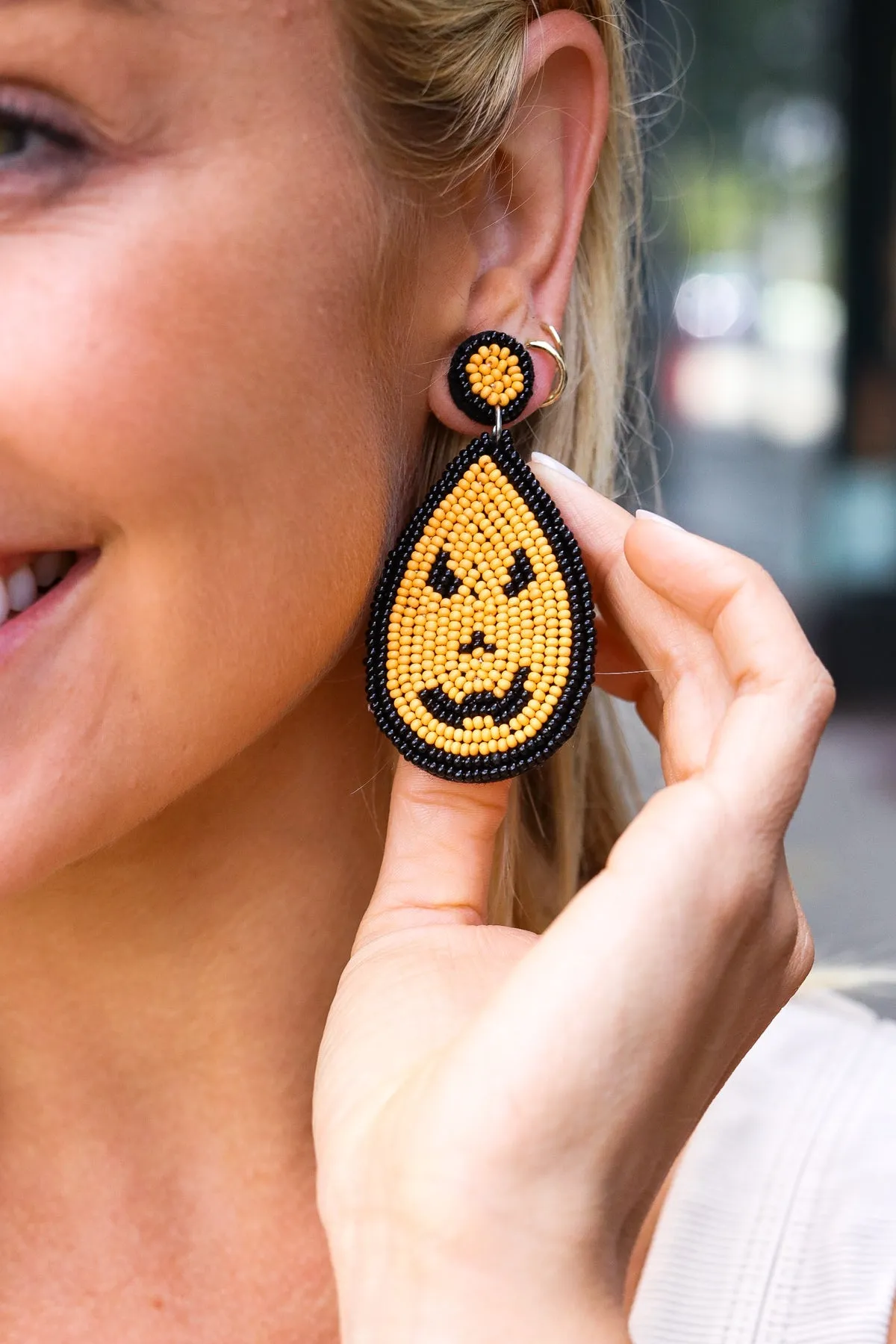 Orange & Black Jack-O-Lantern Teardrop Earrings sold by Roxie’s Picks