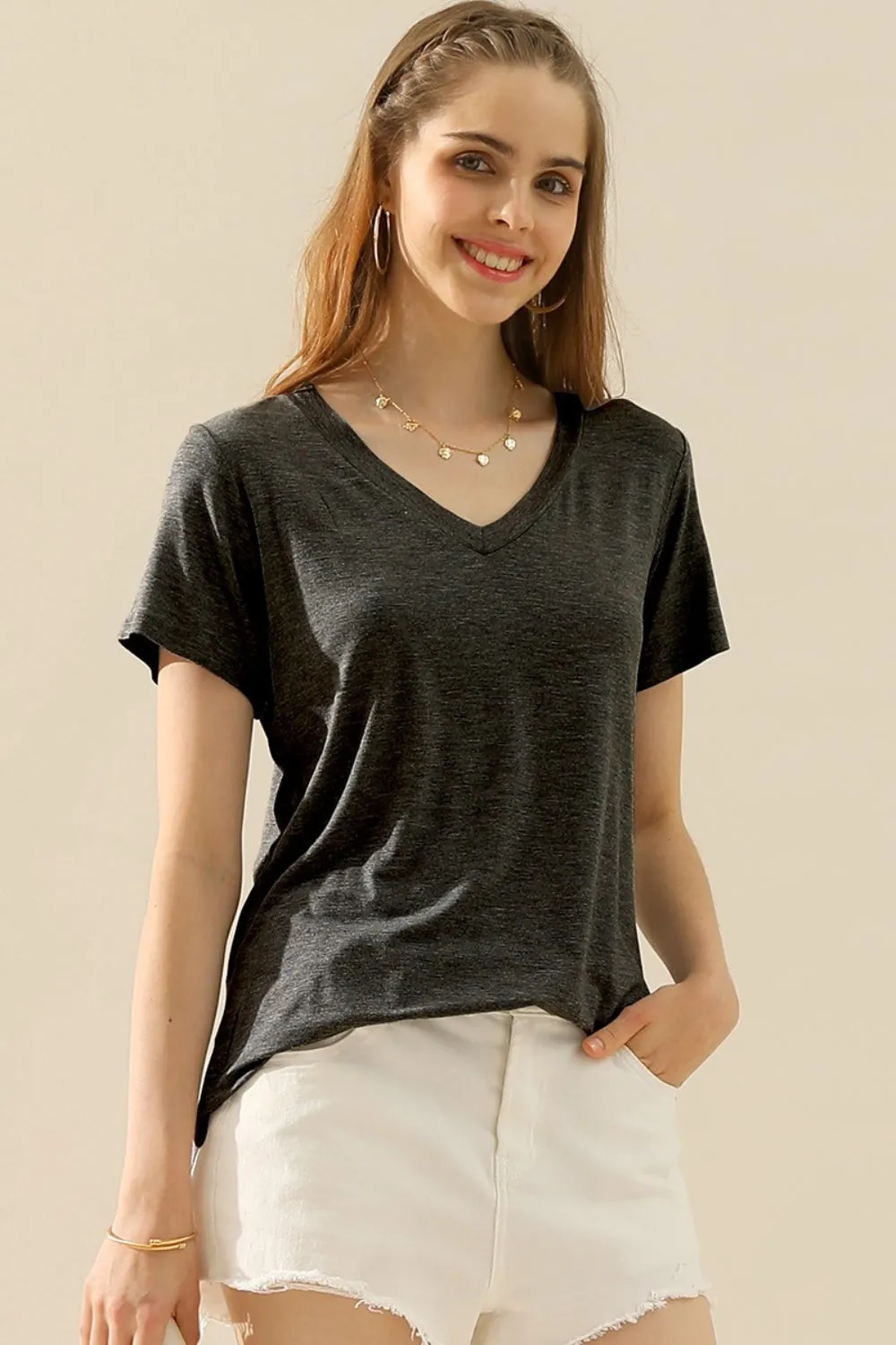 V-Neck Short Sleeve T-Shirt in 10 Colors sold by Roxie’s Picks product image thumbnail 4