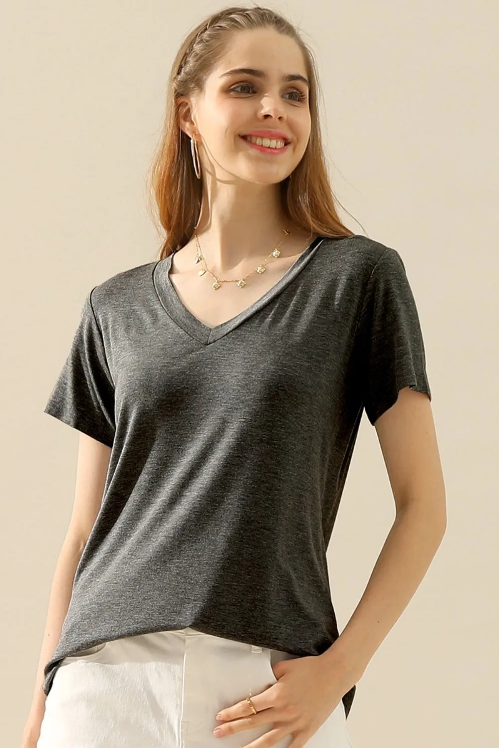 V-Neck Short Sleeve T-Shirt in 10 Colors sold by Roxie’s Picks product image thumbnail 5