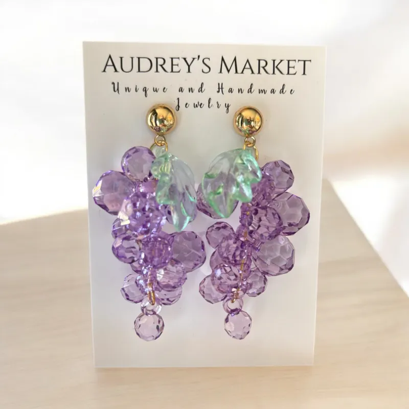 Purple Grapes Dangle Earrings sold by Roxie’s Picks