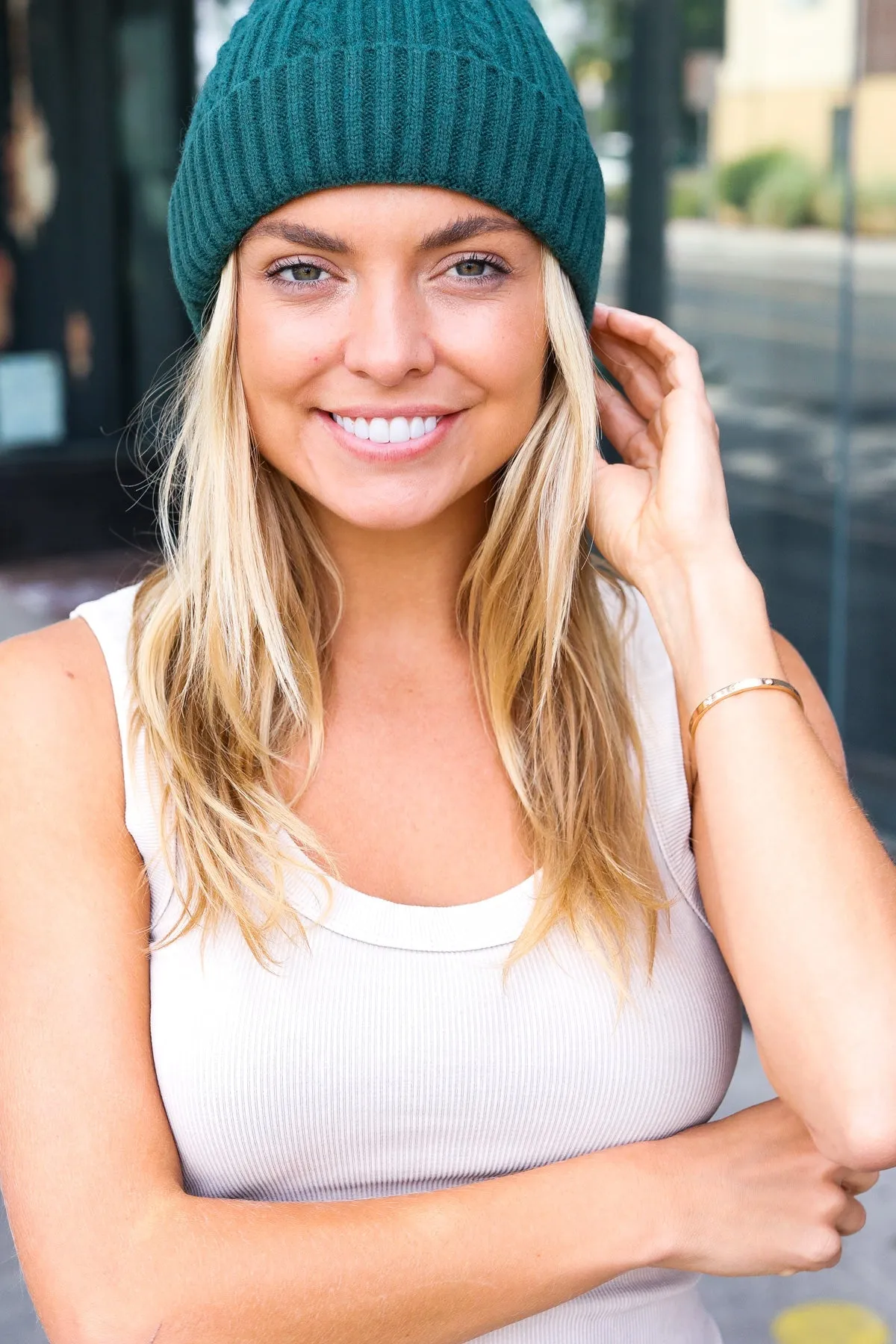 Emerald Cable Knit Beanie sold by Roxie’s Picks product image thumbnail 2