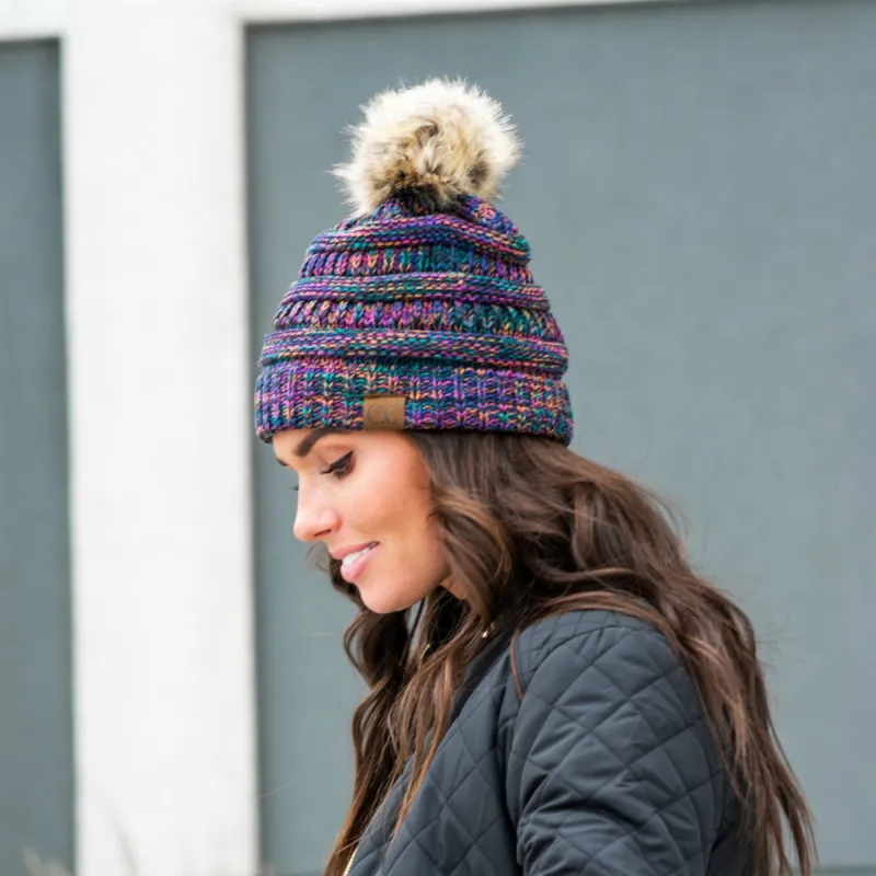CC Trending 4-Tone Beanie w/ Tan Pom sold by Roxie’s Picks