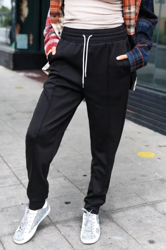 Black Scuba Knit Front Seam Sweatpants sold by Roxie’s Picks