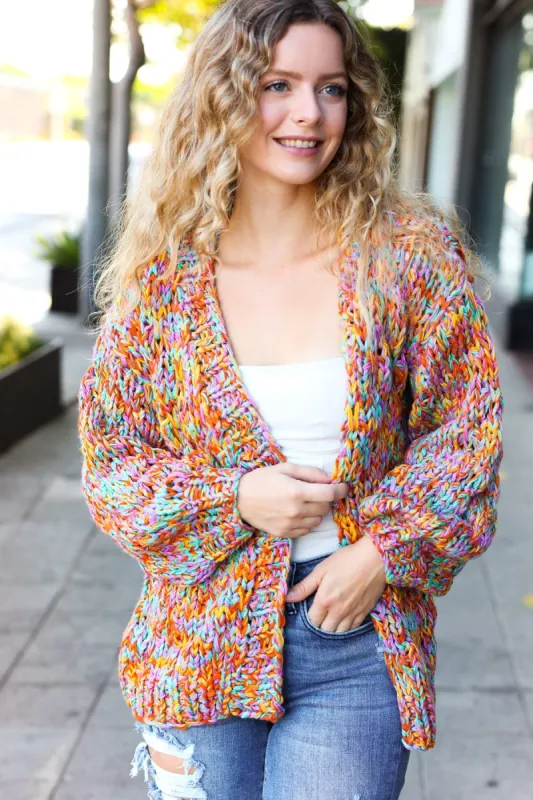 Be Your Best Multicolor Chunky Knit Open Cardigan sold by Roxie’s Picks