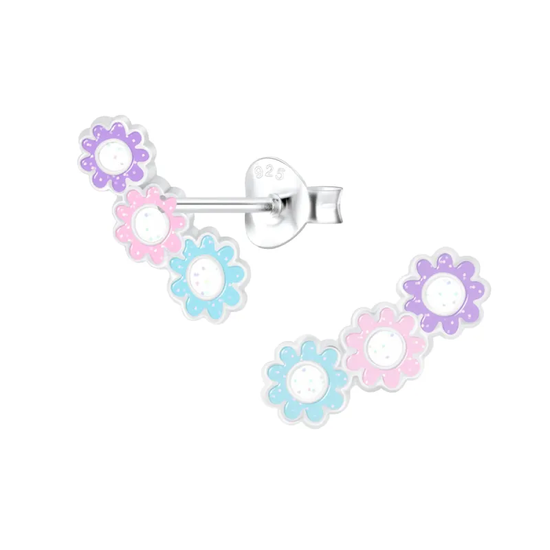 Pastel colored flower Sterling Silver Stud Earrings sold by Roxie’s Picks